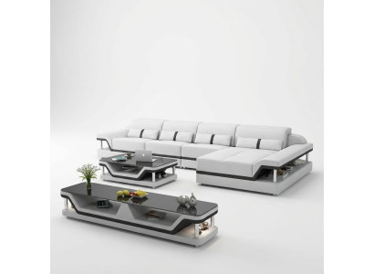 Leren bank L-vorm Bank Woonlandschap Hoekbank Set Ontwerp Modern Bank USB Leerbank L-vorm Bankwoonlandschap Hoekbank Set Ontwerp Moderne Bank USB