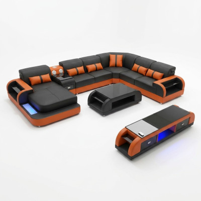 Ontwerp hoekbank leren bank hoekbank luxe woonlandschap led bank bank stoffering