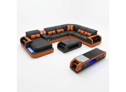 Ontwerp hoekbank leren bank hoekbank luxe woonlandschap led bank bank stoffering