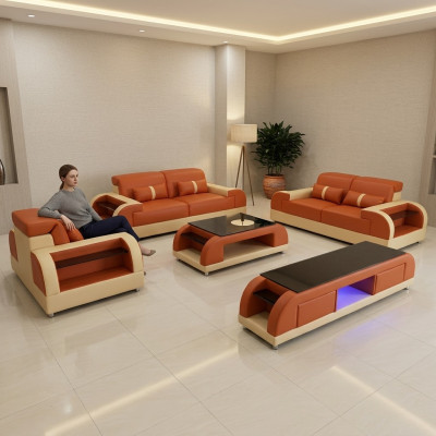 Sofaset van 3 2 1 zitsbank salontafel dressoir set modern design 5-delig.