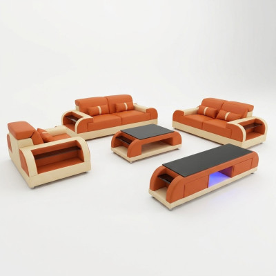 Sofaset van 3 2 1 zitsbank salontafel dressoir set modern design 5-delig.