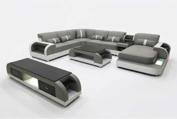 Hoekbank bank bank led-garnituur woonlandschapstof garnituur usb-verlicht