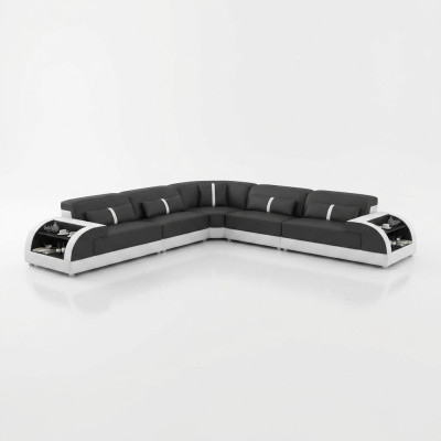 Leer hoekbank L-vorm bank woonlandschap hoekbank set modern design bankstel USB.