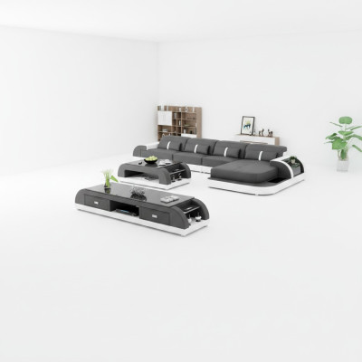 Woonlandschap hoekbank L-vorm bank ontwerp bank leer modern gestoffeerd nieuw