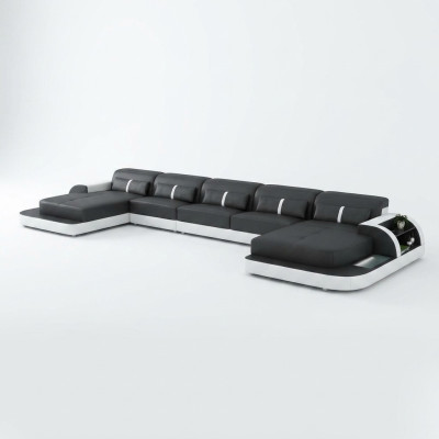 Hoekbank leren bank met usb Big U-vorm woonlandschap bank bankstel leidt nieuw