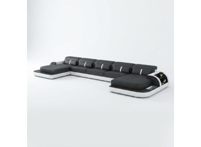 Hoekbank leren bank met usb Big U-vorm woonlandschap bank bankstel leidt nieuw