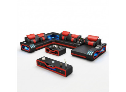 Woonlandschap Bank Bekleding Zitgroep Bank 3-delig Set Salontafel Dressoir Leder