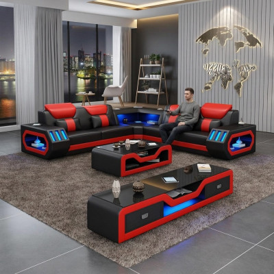 L Vorm Designer Woonlandschap Gestoffeerde Hoekbank Hoekbank Bank Bank Hoek Led