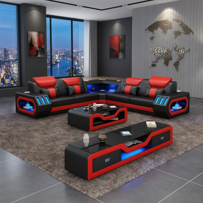 L Vorm Designer Woonlandschap Gestoffeerde Hoekbank Hoekbank Bank Bank Hoek Led