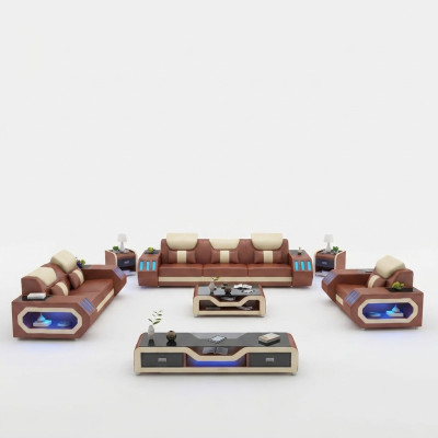 Sofaset 3+2+1 zitter salontafel dressoir set modern design 5-delig.