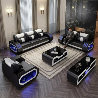 Compleet set bankstel 3-zits bank salontafel design woonlandschap 4-delig nieuw