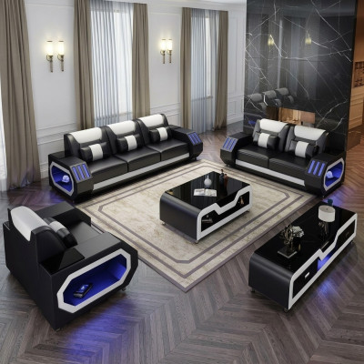 Lederen bank bank woonlandschap 3-2-1 zitsbankstel Ontwerp Modern Bank met USB