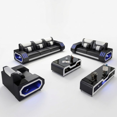 Lederen bank bank woonlandschap 3-2-1 zitsbankstel Ontwerp Modern Bank met USB