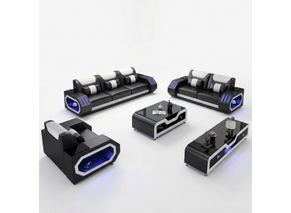 Lederen bank bank woonlandschap 3-2-1 zitsbankstel Ontwerp Modern Bank met USB