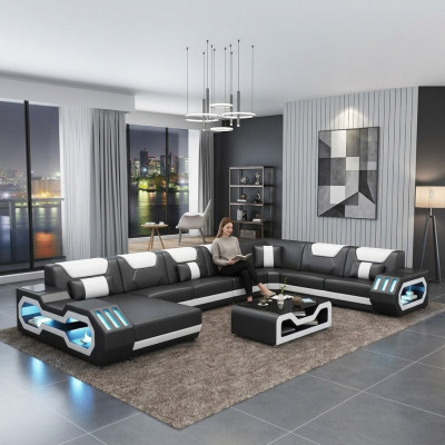 Leren hoekbank set gestoffeerde U-vorm bank bank ontwerp hoekbanken Sofas Leerhoekbank set gestoffeerde U-vorm bank bank ontwerp hoekbanken Bankstellen