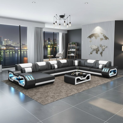 Leren hoekbank set gestoffeerde U-vorm bank bank ontwerp hoekbanken Sofas Leerhoekbank set gestoffeerde U-vorm bank bank ontwerp hoekbanken Bankstellen
