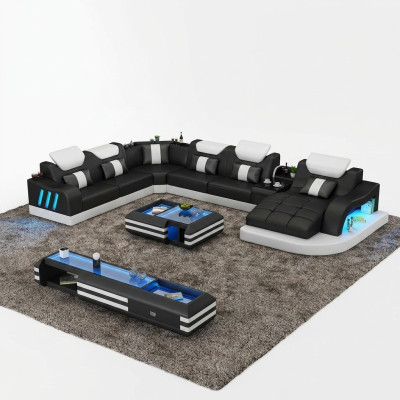 Hoekbank Eigentijds woongebied Bekleed hoekbank banken bankstellen USB LED