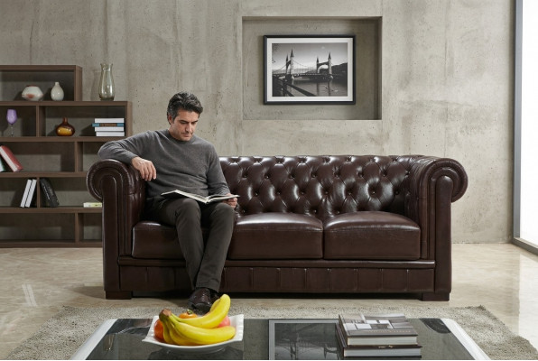 Dries zits bank bekleding ontwerp sofa moderne 3-zits banken chesterfield bruin