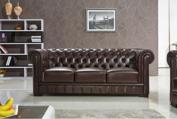 Dries zits bank bekleding ontwerp sofa moderne 3-zits banken chesterfield bruin
