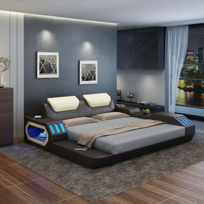 Luxus Design Bedframe Bed Leather Beds USB luxury Double Hotel Upholstered Bed