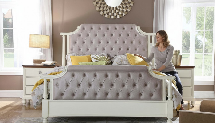 Slaapkamerset Bed 2x Nachtkastje 3-delig Bedden Oprichtingstijd Luxe Chesterfield