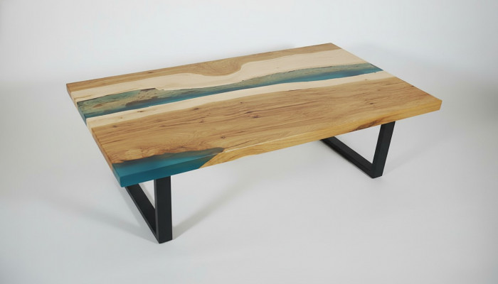 Salontafel River Table Epoxyhars Massief Tafels 120x70 Riviertafel Echt Hout