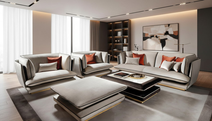 Sofaset 3 zits poef set meubels bankstel gestoffeerde groep bank arredoclassic