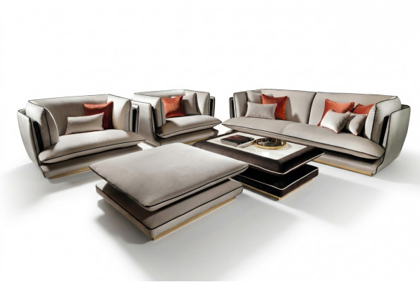Sofaset 3 zits poef set meubels bankstel gestoffeerde groep bank arredoclassic