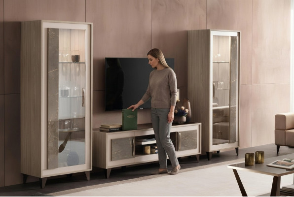 Ontwerp woonwand dressoir 2x Kast RTV Lowboard dressoir 3-delige set vitrine