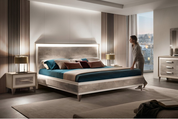 Bed 2x Nightstand 3-piece Bedroom Set Furniture Modern Luxury Beds arredoclassic