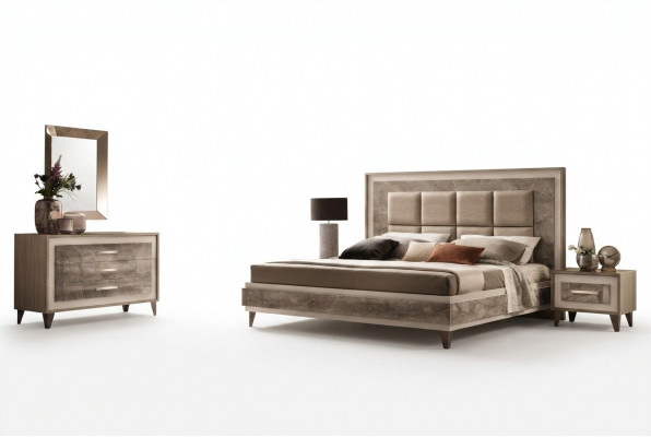 Modern slaapkamer set Bed Nachtkastje Commode Spiegel Nieuw 4-delig. arredoclassic