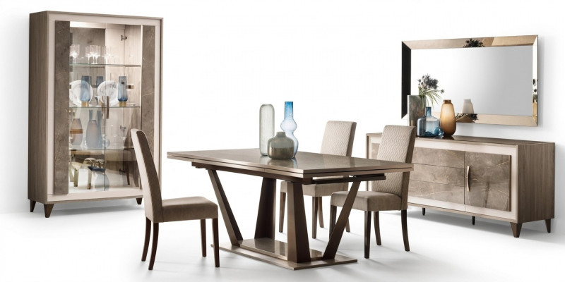 Eetkamerset meubilair Eettafel Vitrine Commode Spiegel 4-delige set arredoclassic