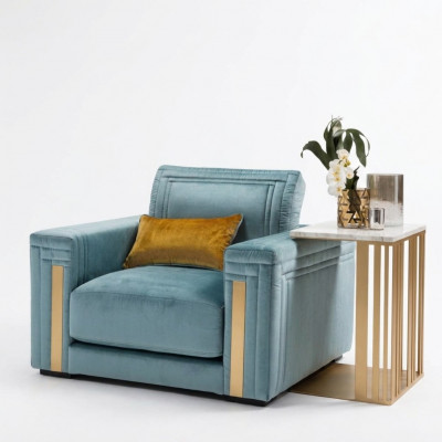 Zetel Club Lounge Design Armstoel Gestoffeerde Bank Tv Blauw arredoclassic