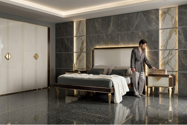 Bed 2x Nightstand 3 pieces. Bedroom Beds Luxury 180x200 Room arredoclassic