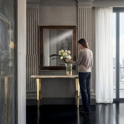Houten Italiaanse meubels console tafel spiegel dressoir 2-delige set arredoclassic