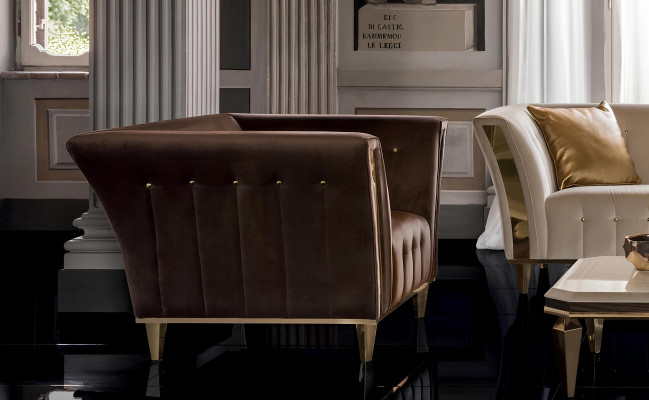 Fauteuil Club Lounge Leunstoel Gestoffeerde bankstoel 1-zits fluweel televisie velvet arredoclassic