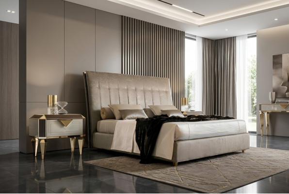 Bed 2x Nightstand 3 pcs. Bedroom Set Designer Luxury Beds Hotel Complete