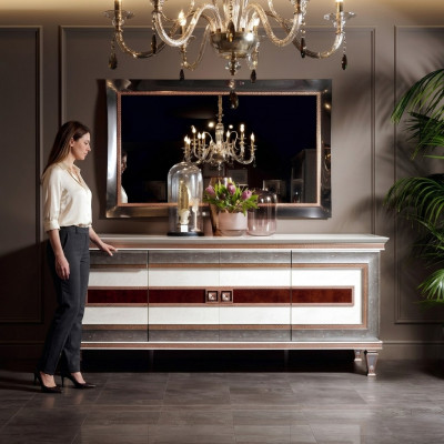 Commode met spiegel Houten meubels Dressoir Luxe meubels 2-delig set arredoclassic