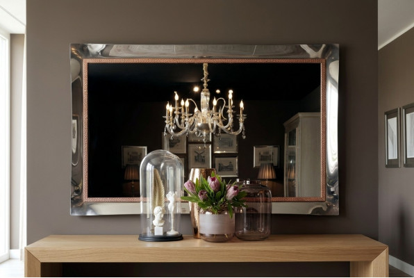 Klassieke designer spiegel wandspiegel barok rococo 100x110cm houten frame nieuw