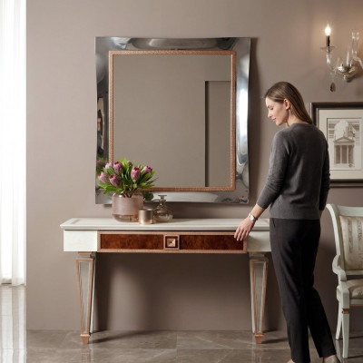 Klassieke grote spiegel wandspiegel hangspiegel houten frame kapstok nieuw