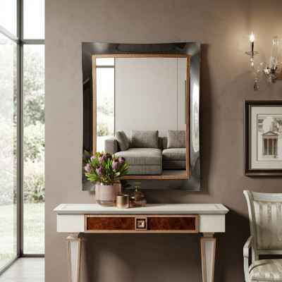 Klassieke grote spiegel wandspiegel hangspiegel houten frame kapstok nieuw