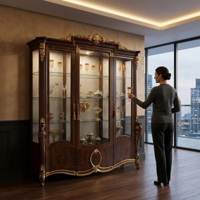 Luxe vitrine woonkamer meubelkast glazen vitrines designkasten commode