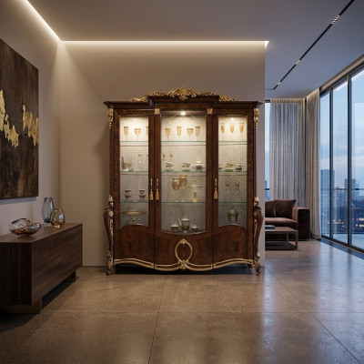 Luxe vitrine woonkamer meubelkast glazen vitrines designkasten commode