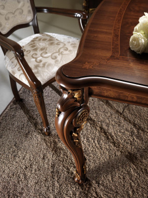 Klassieke eettafel tafel hout eetkamer set 2x stoel met armleuning 3-delig.