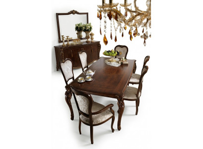 Klassieke eettafel tafel hout eetkamer set 2x stoel met armleuning 3-delig.