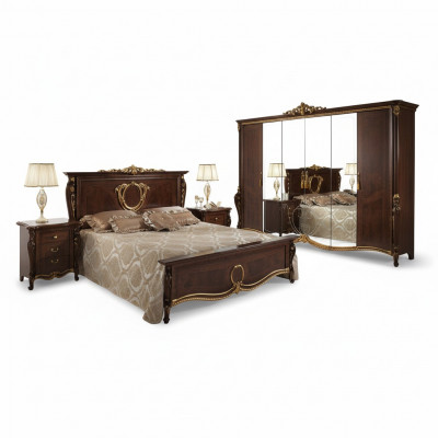 Klassieke slaapkamerset Bed 2x nachtkastje Luxe beddenmeubilair 3-delig hout Nieuw