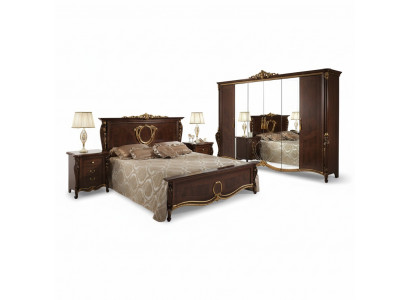 Klassieke slaapkamerset Bed 2x nachtkastje Luxe beddenmeubilair 3-delig hout Nieuw