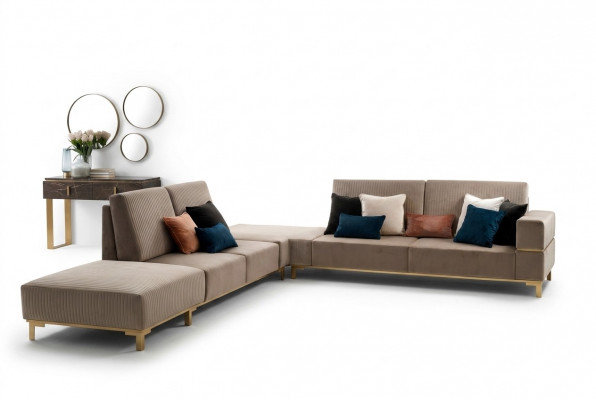 Luxe meubel hoekbank L vorm bank ontwerp bekleding textiel bankstellen houten set
