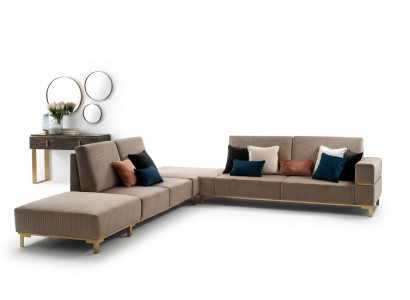 Luxe meubel hoekbank L vorm bank ontwerp bekleding textiel bankstellen houten set