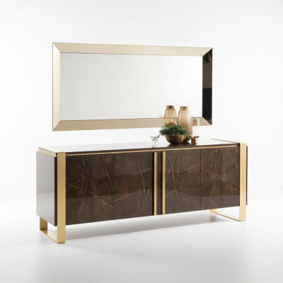 Console tafel dressoir met spiegel luxe klasse meubelset console 2-delig hout nieuw.